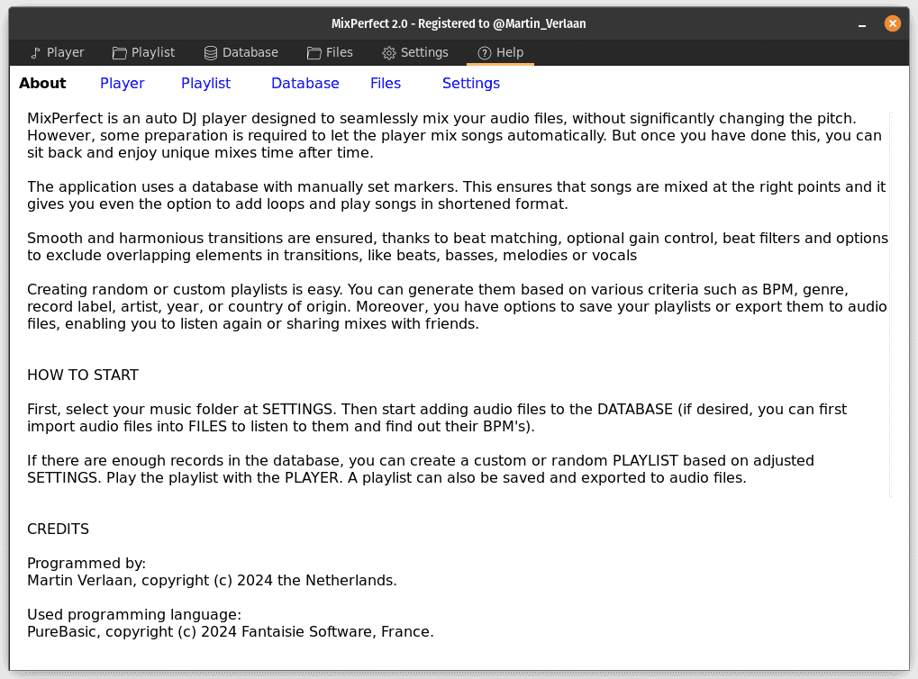 Screenshot of the built-in documentation